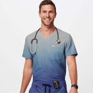 Figs Men's FIGS Leon scrub top Ocean Mist ombre FREE X Size XL